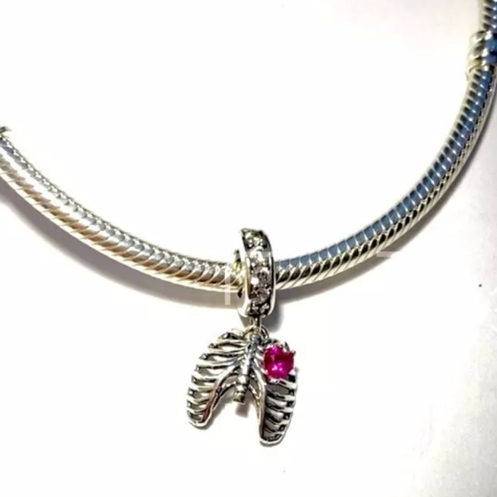 925 Sterling Silver Beating Heart Chest Skelton - Picture 5 of 10